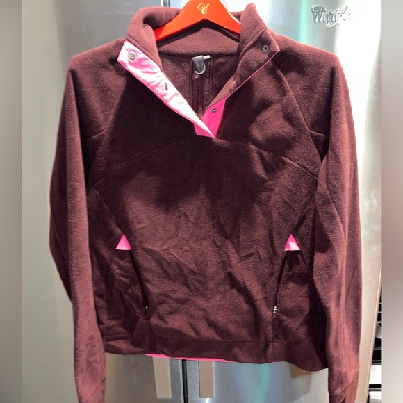 SWEATY BETTY Sweatshirt Altitude Thermal Half SNAP Plum Red Side Zippers Pockets - Picture 14 of 16